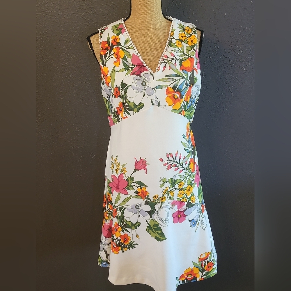 Donna Ricco Size 6 Pink /Orange Floral Sleeveless Dress